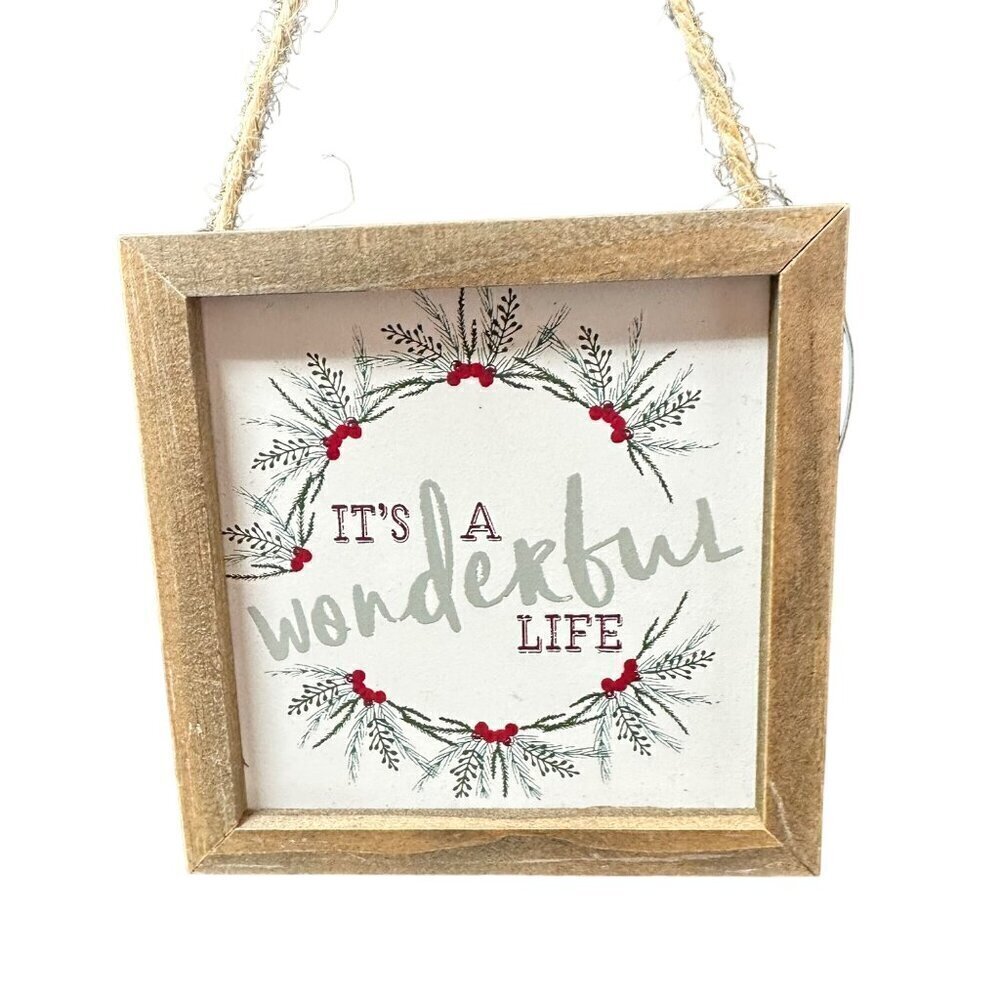 Christmas Holiday Mini Sign 4 Inch Rustic Decor Its A Wonderful Life Red Green